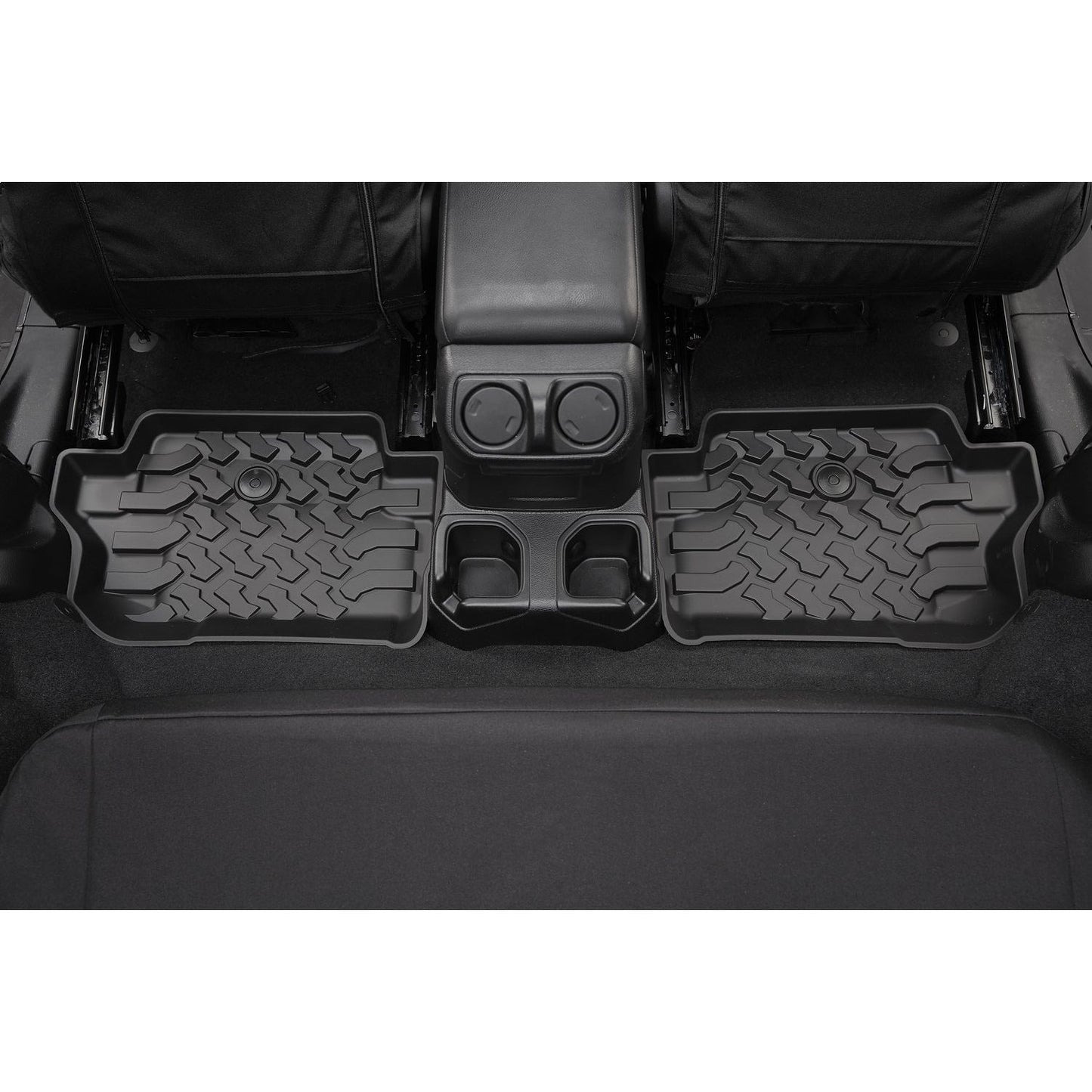 BESTOP | Floor Mats Jeep '18-26 Wrangler JL 2-Door Rear Black Bestop | 51516-01 installed in rear of Jeep.