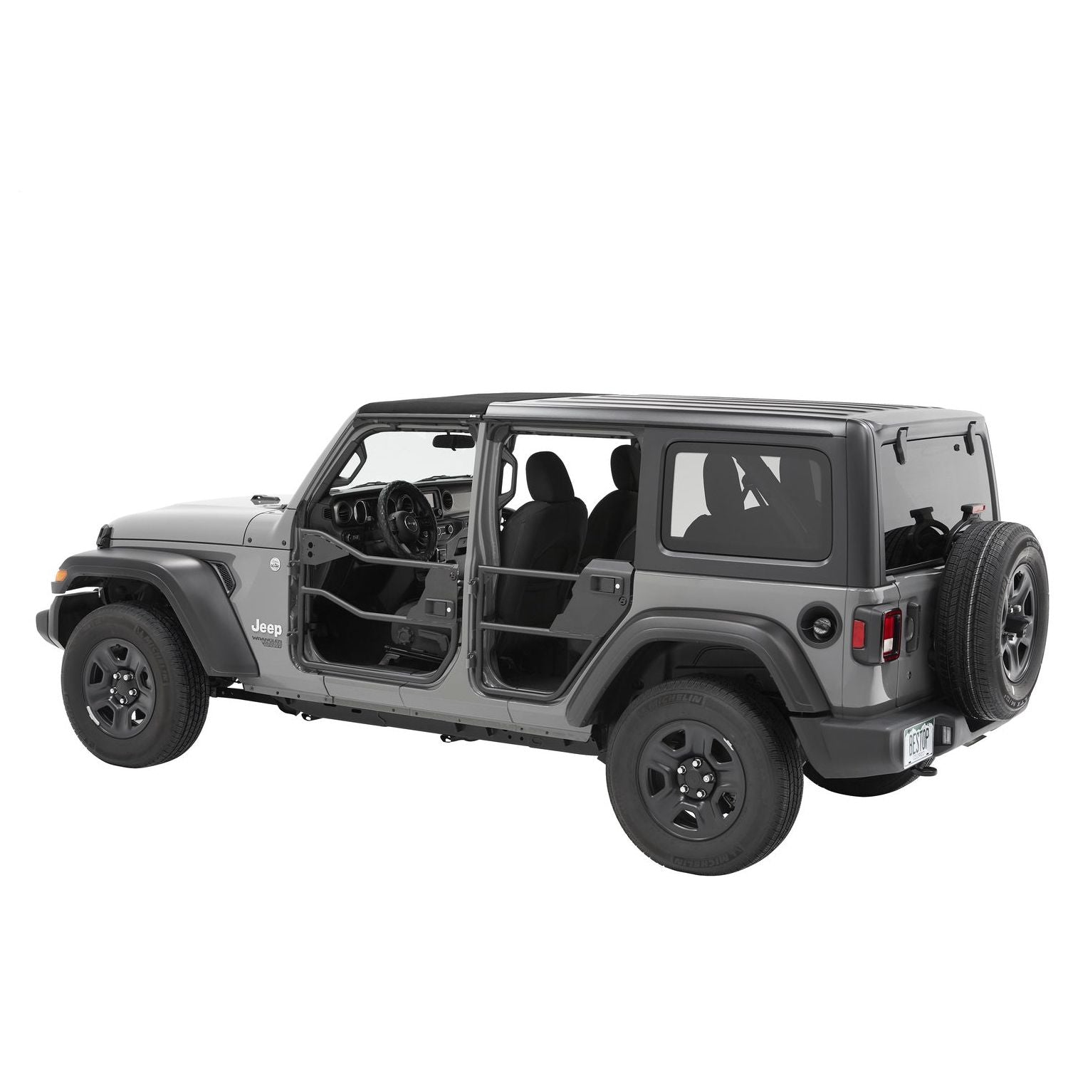 BESTOP | Element Doors Jeep '20-26 Gladiator '18-26 Wrangler JL Front Matte Black Bestop | 51740-01 installed on a Jeep.