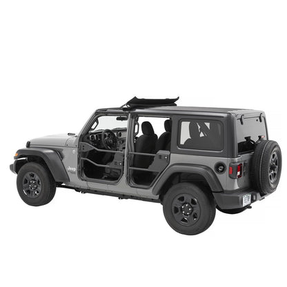BESTOP | Element Doors Jeep '20-26 Gladiator '18-26 Wrangler JL 4-Door Rear Matte Black Bestop | 51741-01 installed on a Jeep.
