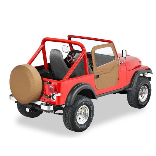 BESTOP | Jeep Doors Full 2-Piece Fabric Doors For Jeep 1976-1986 CJ7 Clear Vinyl Spice Fabric Pair Bestop | 51778-37 on red Jeep