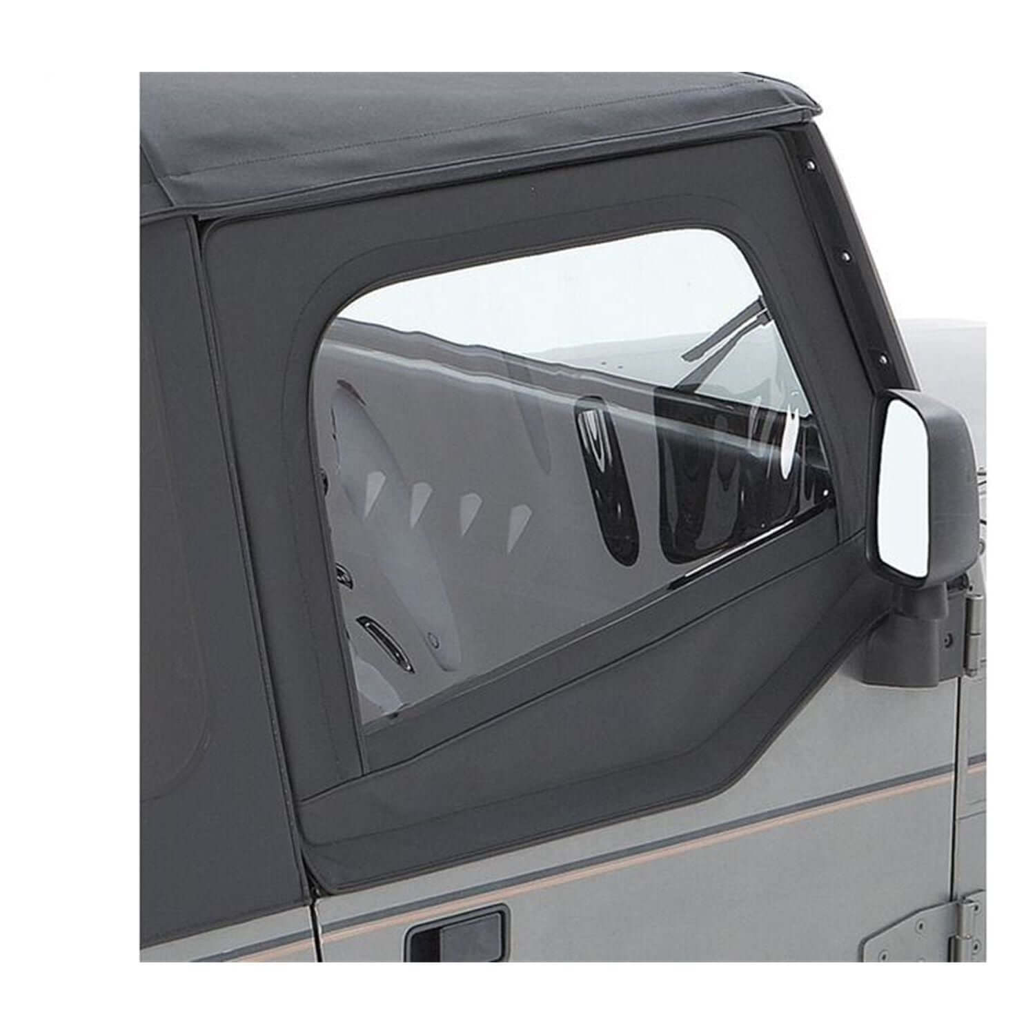 BESTOP | Square Upper Half Doors Rear Corner Jeep 1988-1995 Wrangler YJ Fits original factory hardware or Replace-A-Top Black Denim Bestop | 51782-15