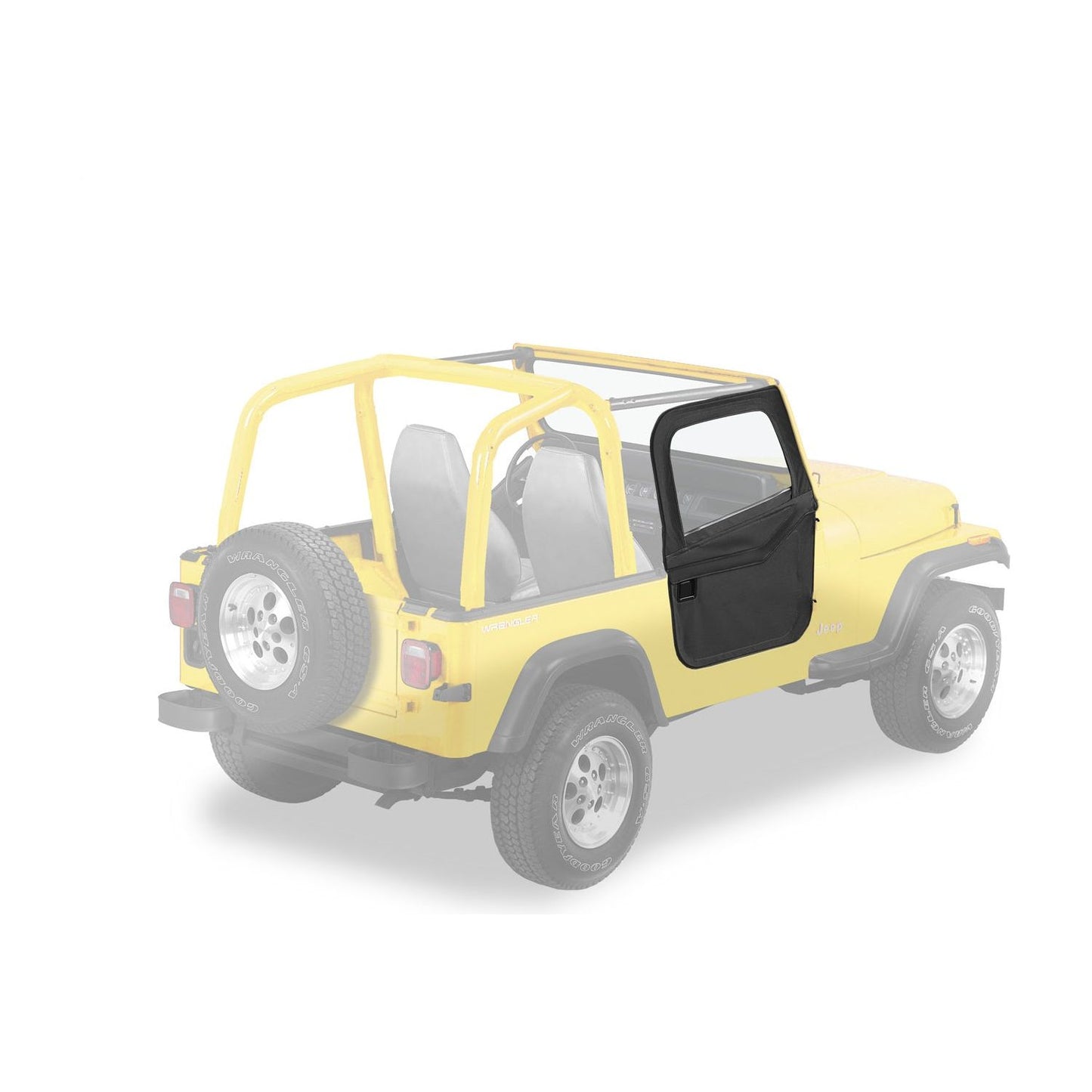 BESTOP | Jeep Doors Full 2-Piece Fabric Doors For Jeep 1980-1986 CJ7 Clear Vinyl Black Crush Fabric Pair Bestop | 51783-01