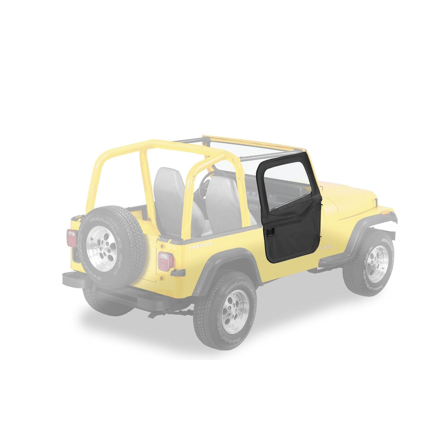 BESTOP | Jeep Doors Full 2-Piece Fabric Doors For Jeep 1980-1986 CJ7 Clear Vinyl Black Denim Fabric Pair Bestop | 51783-15