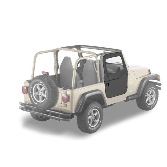 BESTOP | Jeep Doors Full 2-Piece Fabric Doors For Jeep 1997-2006 Wrangler TJ Clear Vinyl Black Denim Fabric Pair Bestop | 51789-15