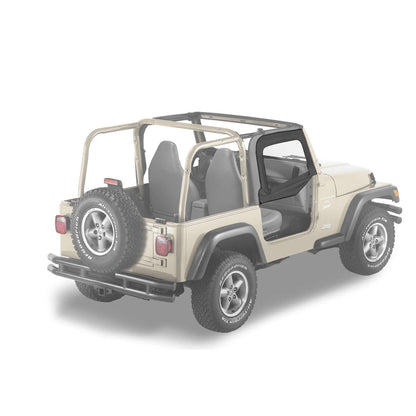 BESTOP | Half Doors Jeep 1997-2006 Wrangler TJ Black Diamond Bestop | 51790-35 installed on a beige Jeep Wrangler