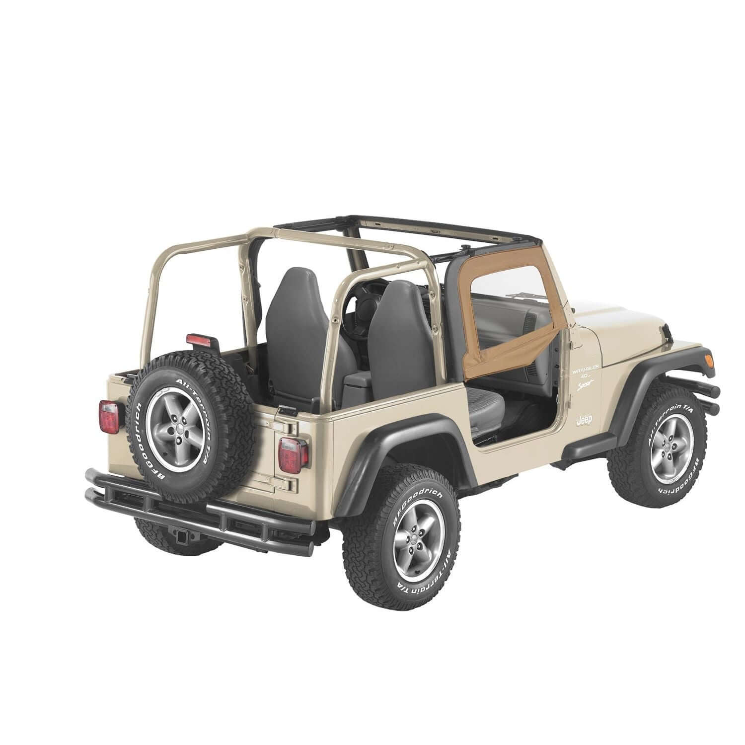 BESTOP | Half Doors Jeep 1997-2006 Wrangler TJ Spice Bestop | 51790-37 installed on a beige Jeep with soft top.