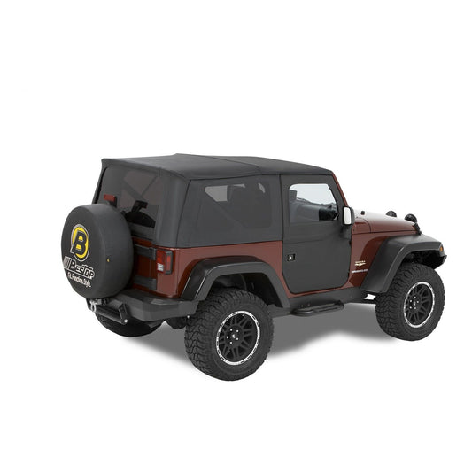 BESTOP | Jeep Doors Full 2-Piece Fabric Doors For Jeep 2007-2018 Wrangler JK Clear Vinyl Front Black Diamond Fabric Pair Bestop | 51798-35