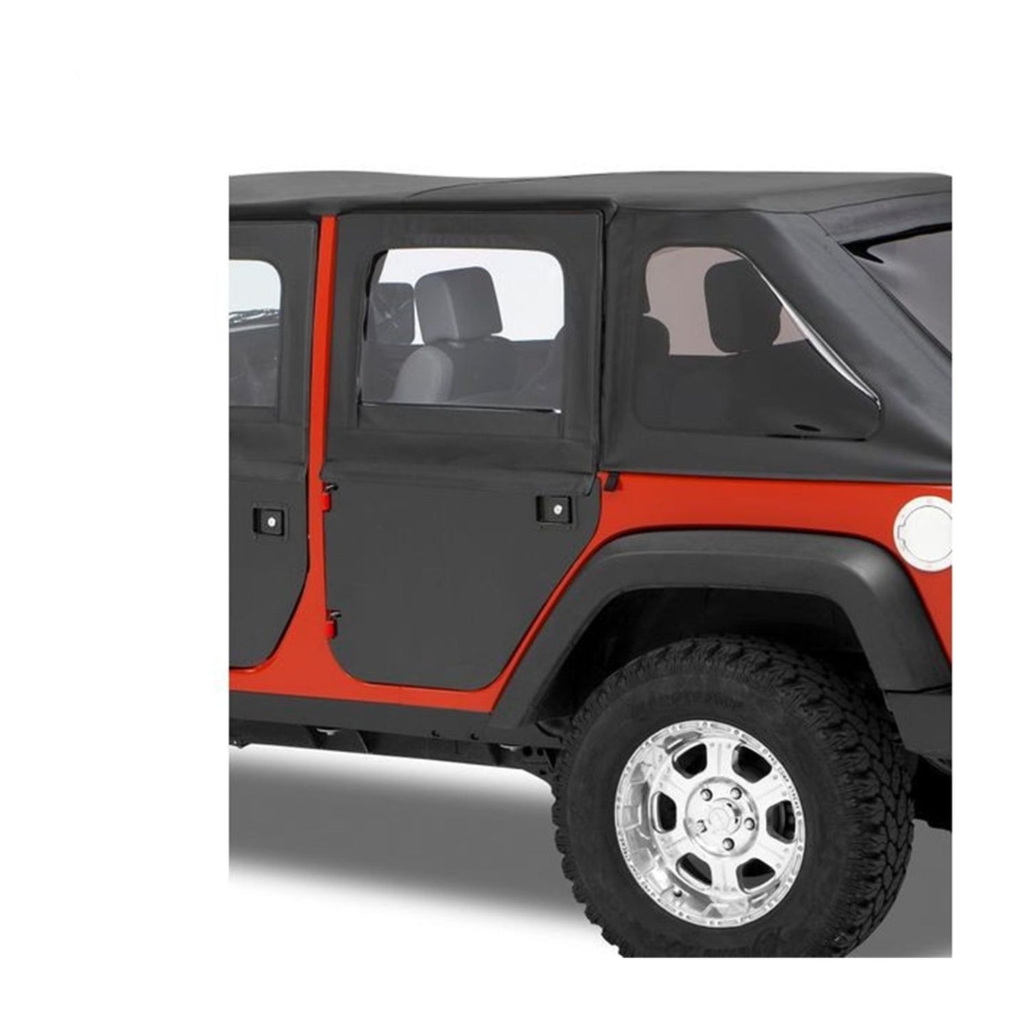 BESTOP | Jeep Doors Full 2-Piece Fabric Doors For Jeep 2007-2018 Wrangler JK Clear Vinyl Rear Black Premium Twill Pair Bestop | 51799-17