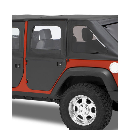 BESTOP | Jeep Doors Full 2-Piece Fabric Doors For Jeep 2007-2018 Wrangler JK Clear Vinyl Rear Black Diamond Fabric Pair Bestop | 51799-35