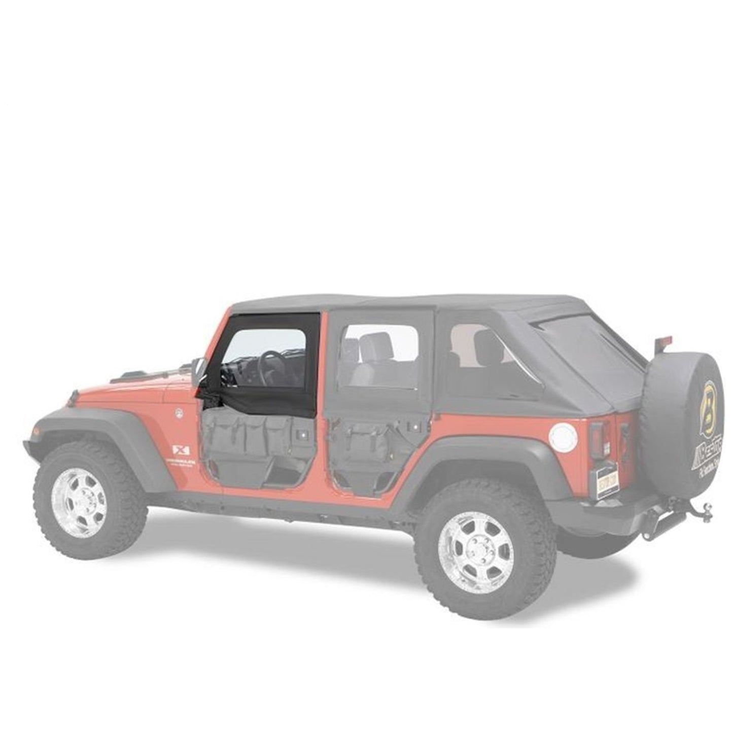 BESTOP | Jeep Half Doors HighRock 4x4 Element Upper Fabric Half Doors For Jeep 2007-2018 Wrangler JK Front Black Premium Twill Pair Bestop | 51805-17