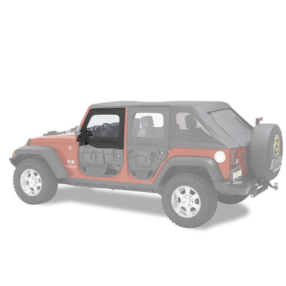 BESTOP | Jeep Half Doors HighRock 4x4 Element Upper Fabric Half Doors For Jeep 2007-2018 Wrangler JK Front Black Diamond Pair Bestop | 51805-35