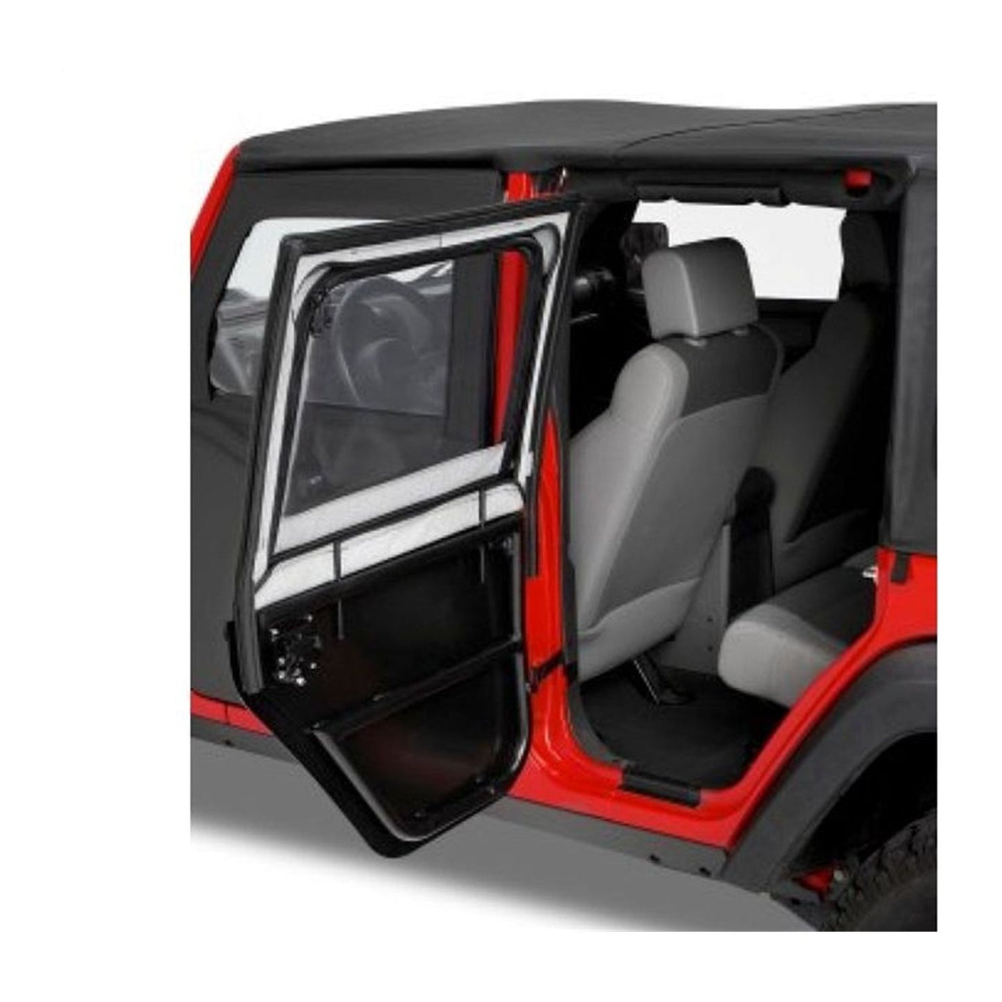 BESTOP | Jeep Half Doors HighRock 4x4 Element Upper Fabric Half Doors For Jeep 2007-2018 Wrangler JK Rear Black Premium Twill Pair Bestop | 51806-17