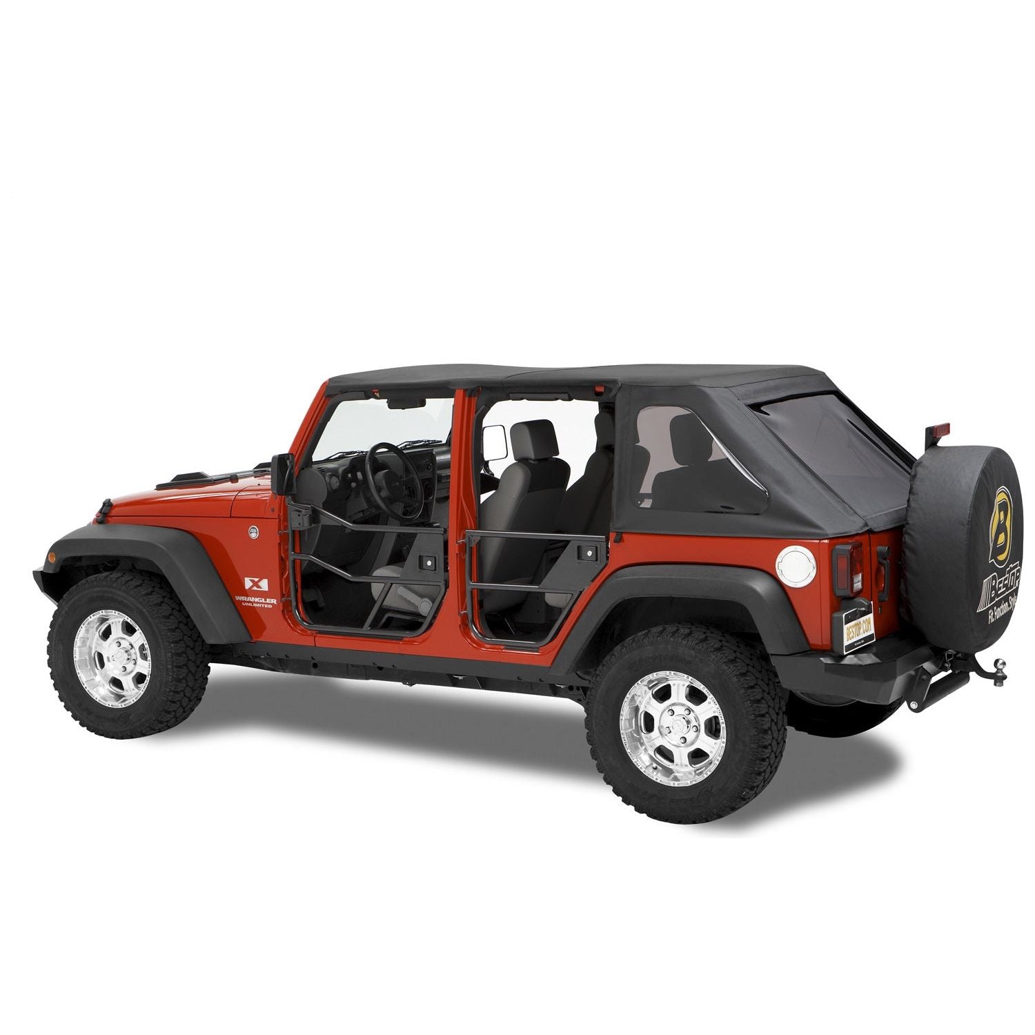 Bestop HighRock 4x4 Element Doors Black Crush Rear Incl. Two Lower Door Frames Paddle Handles w/o Storage Bags I 51811-01 on Jeep