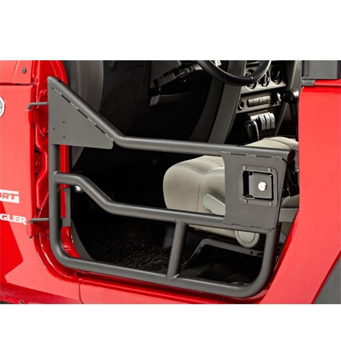 BESTOP | Jeep Tube Doors HighRock 4x4 Element Doors For Jeep 2007-2018 Wrangler JK Front Matte Black Bestop | 51826-01 in red Jeep.