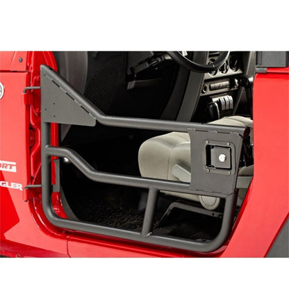 BESTOP | Jeep Tube Doors HighRock 4x4 Element Doors For Jeep 2007-2018 Wrangler JK Front Matte Black Bestop | 51826-01 in red Jeep.