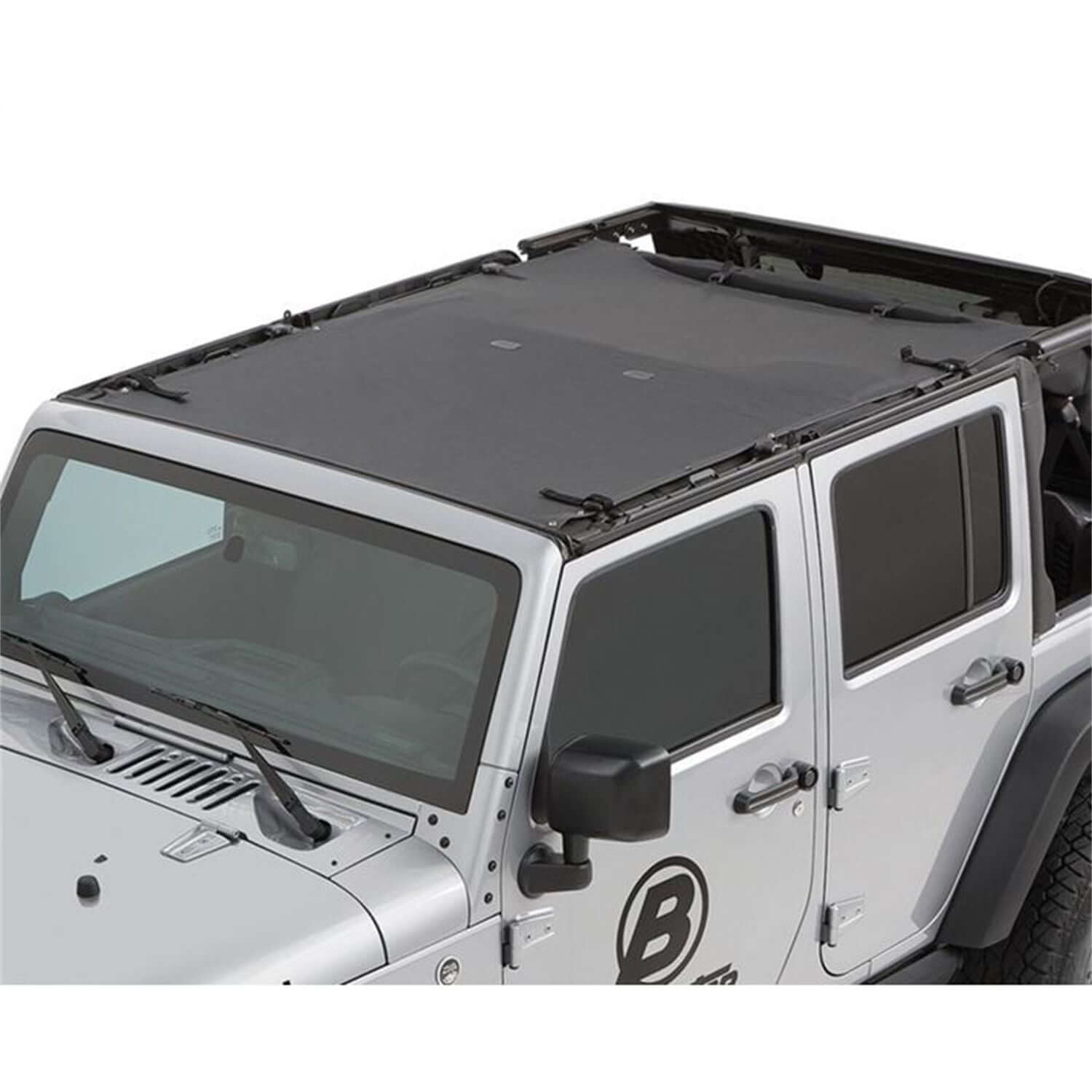 BESTOP | Jeep Wrangler Bikini Top Sun Extended Safari Style Bikini Top For Jeep 2007-2018 Wrangler JK 4 Door Black Diamond Bestop | 52401-35 on Jeep
