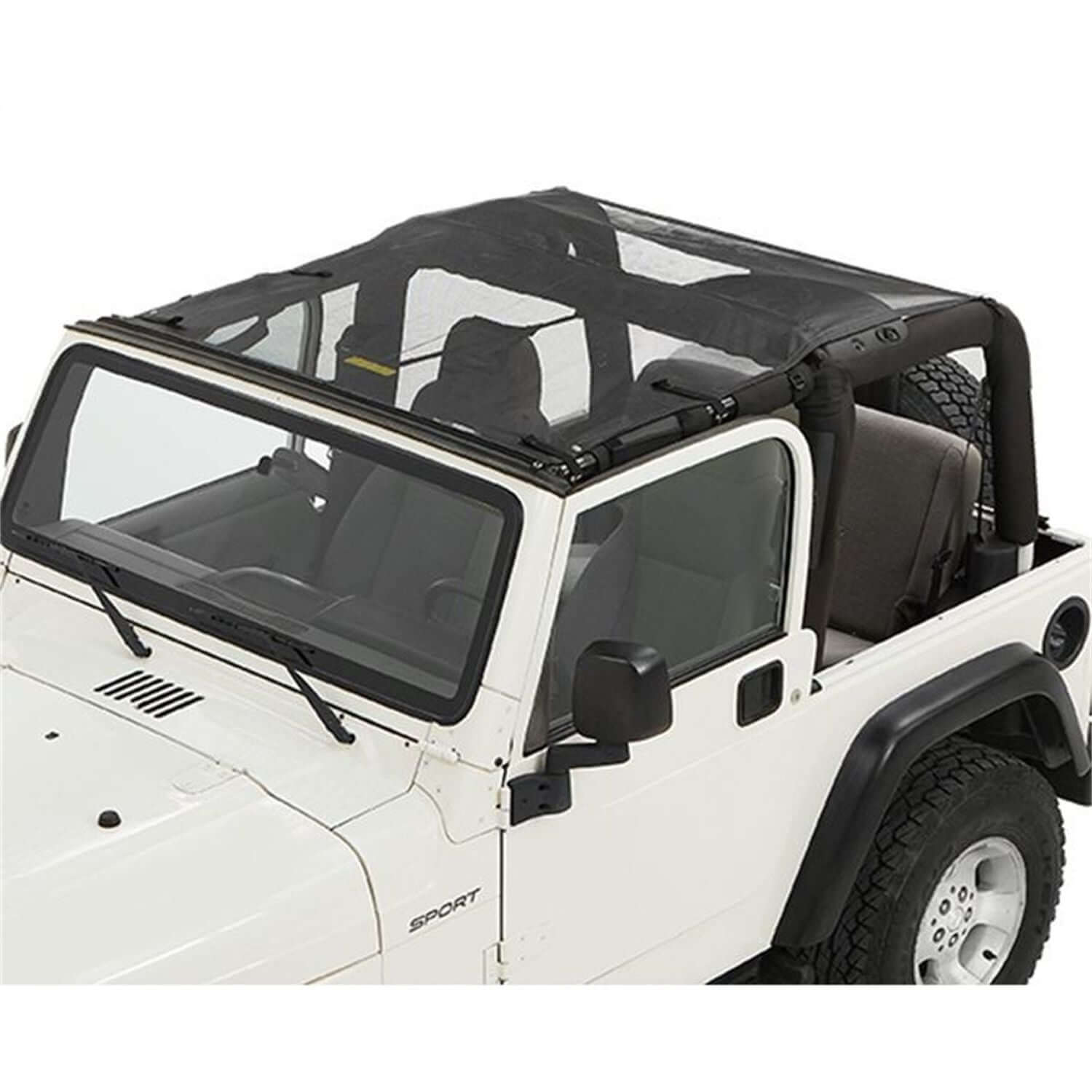 BESTOP | Jeep Wrangler Bikini Top Sun Extended Safari Style Bikini Top For Jeep 1997-2006 Wrangler TJ Mesh Bestop | 52404-11 on Jeep