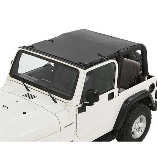 BESTOP | Jeep Wrangler Bikini Top Sun Extended Safari Style Bikini Top For Jeep 1997-2006 Wrangler TJ Black Diamond Bestop | 52404-35