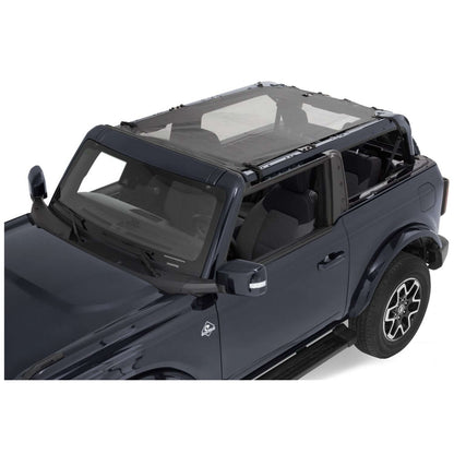 BESTOP | Safari Bimini '21-26 Bronco 2-Door Mesh Bestop | 52422-11 installed on a blue Bronco.