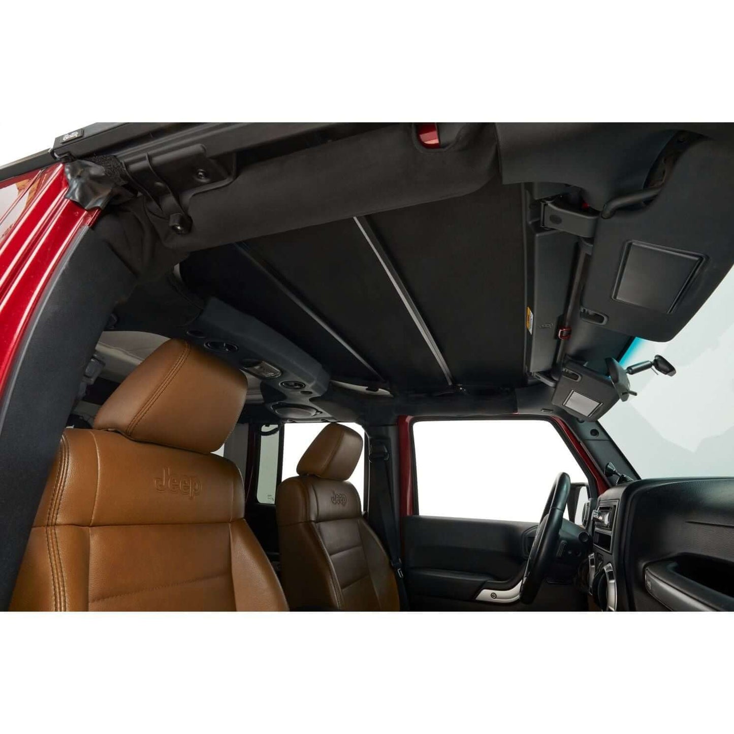 BESTOP | Jeep Wrangler Soft Top Sunrider for Hardtop For Jeep 2007-2018 Wrangler JK Black Premium Twill Bestop | 52453-17 installed on interior