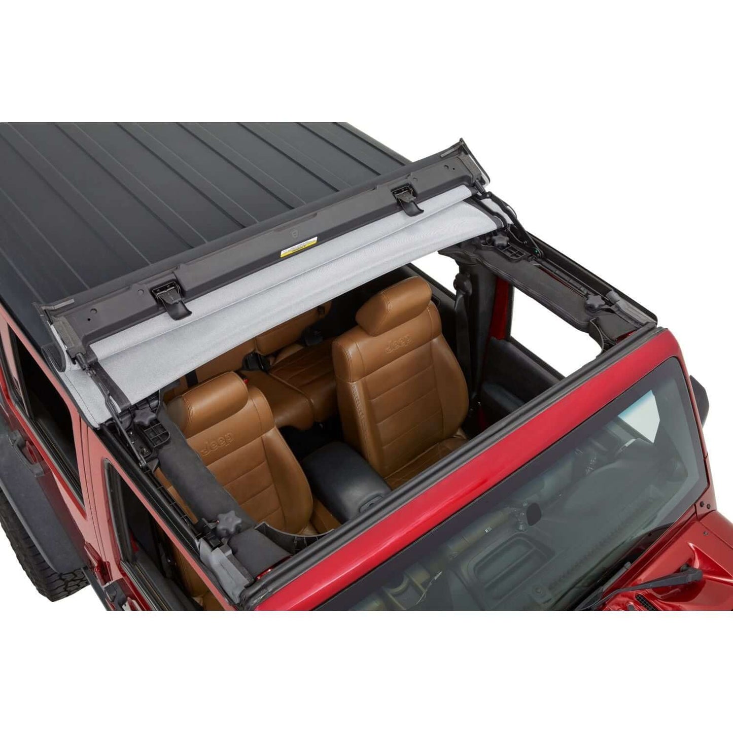 BESTOP | Jeep Wrangler Soft Top Sunrider for Hardtop For Jeep 2007-2018 Wrangler JK Black Diamond Bestop | 52453-35 installed on Jeep interior.