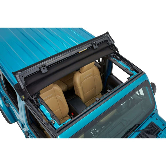 BESTOP | Sunrider for Hardtop Jeep '20-26 Gladiator '18-26 Wrangler JL Premium Black Twill Bestop | 52454-17 installed on Jeep.