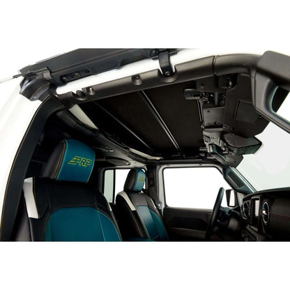 BESTOP | Sunrider for Hardtop Jeep '20-26 Gladiator '18-26 Wrangler JL Premium Black Twill Bestop | 52454-17 installed in Jeep interior