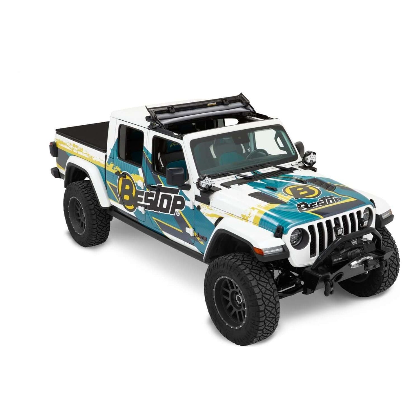 BESTOP | Sunrider for Hardtop Jeep '20-26 Gladiator '18-26 Wrangler JL Black Diamond Bestop | 52454-35 installed on a Jeep Gladiator