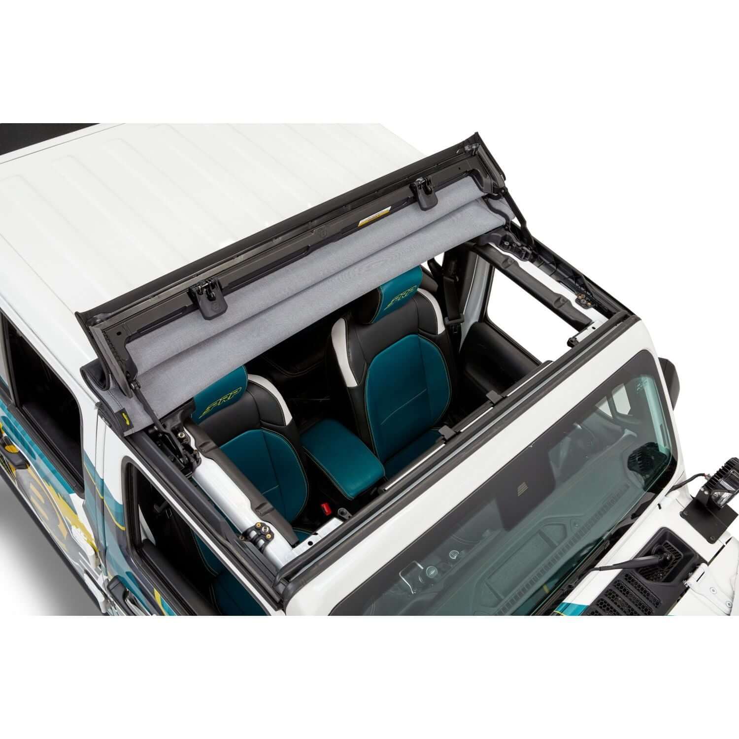 BESTOP | Sunrider for Hardtop Jeep '20-26 Gladiator '18-26 Wrangler JL Black Diamond Bestop | 52454-35 shown on a Jeep.