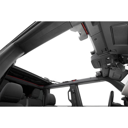 BESTOP | Skyrider for Hardtop '21-26 Bronco 4-Door Premium Black Twill Bestop | 52462-17 interior view with retractable top open