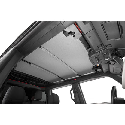 Interior view of BESTOP | Skyrider for Hardtop '21-26 Bronco 4-Door Premium Black Twill Bestop | 52462-17 with retractable top.