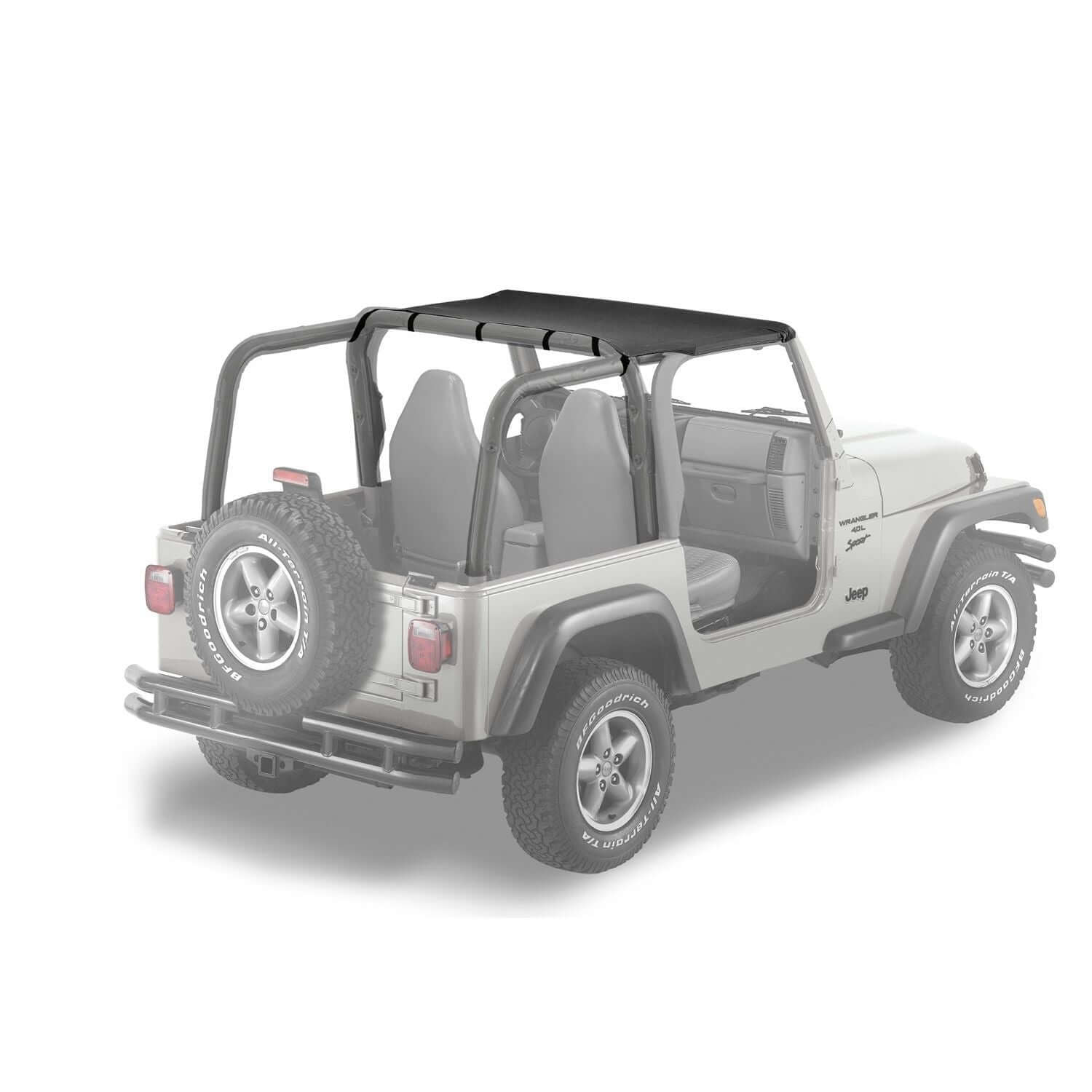 BESTOP | Jeep Bikini Top Strapless Standard Targa Style Bikini Top For Jeep 1997-2002 Wrangler TJ Black Denim Bestop | 52521-15