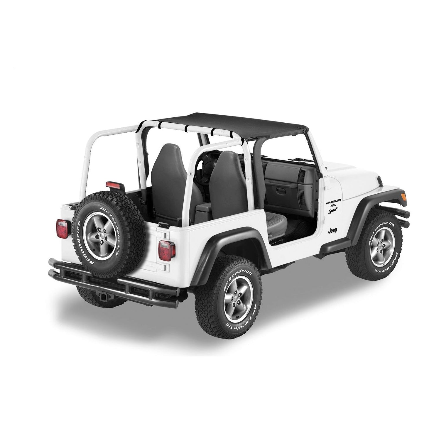 BESTOP | Jeep Bikini Top Header Targa Bikini Tops For Jeep 1997-2002 Wrangler TJ Black Denim Fabric Bestop | 52525-15