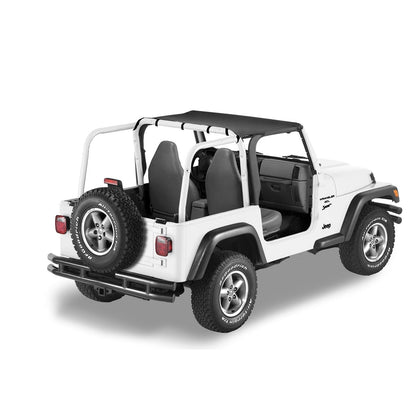 BESTOP | Jeep Bikini Top Header Targa Bikini Tops For Jeep 1997-2002 Wrangler TJ Black Denim Fabric Bestop | 52525-15