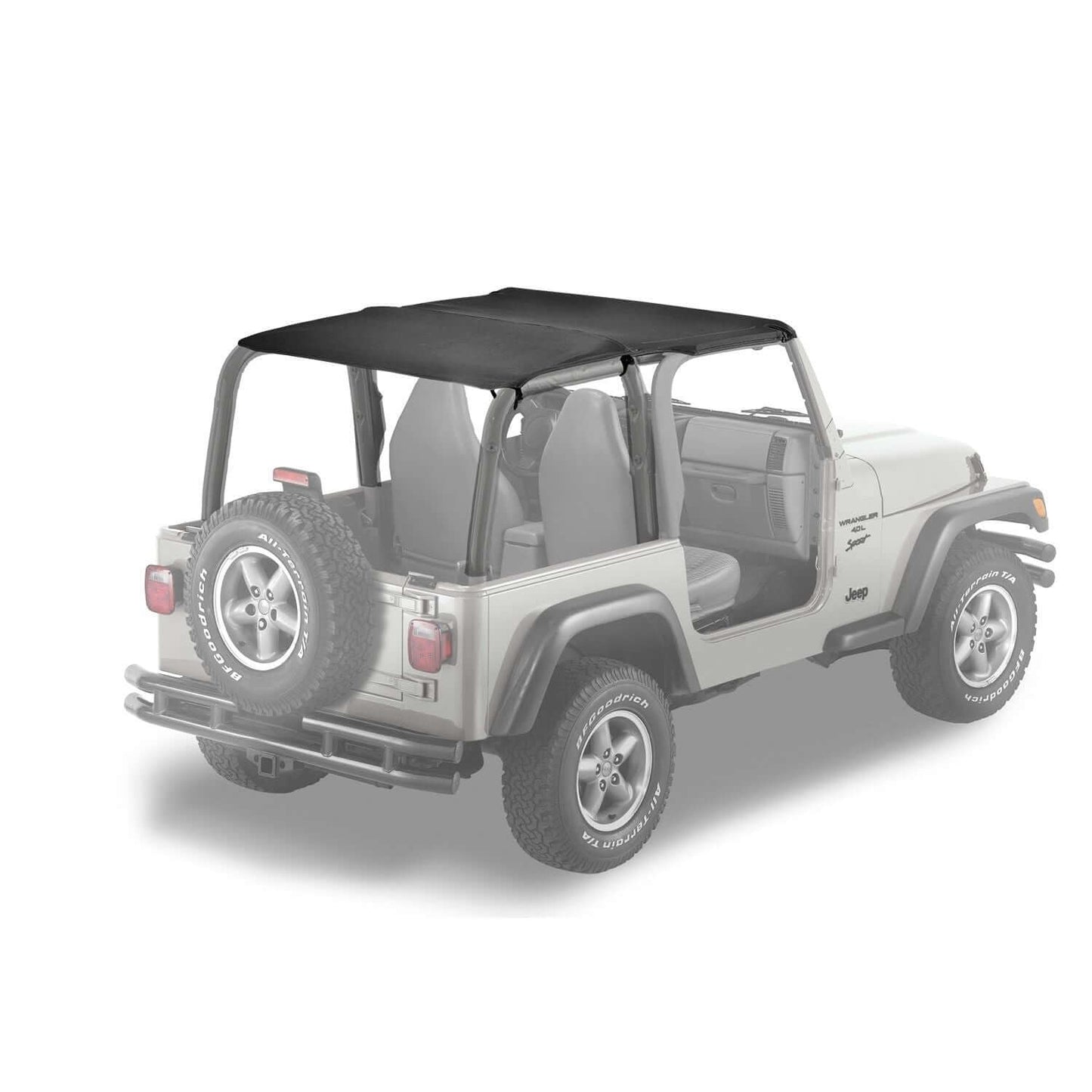 BESTOP | Jeep Wrangler Bikini Top Strapless Extended Safari Style Bikini Top For Jeep 1997-2002 Wrangler TJ Black Denim Bestop | 52530-15 on a Jeep