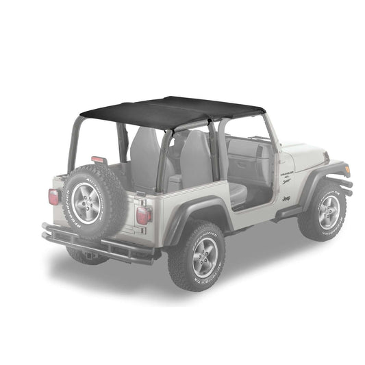 BESTOP | Jeep Wrangler Bikini Top Strapless Extended Safari Style Bikini Top For Jeep 1997-2002 Wrangler TJ Black Denim Bestop | 52530-15 on a Jeep