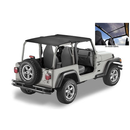 BESTOP | Jeep Bikini Top Header Safari Bikini Tops For Jeep 1997-2002 Wrangler TJ Mesh Fabric Bestop | 52531-11 on a Wrangler