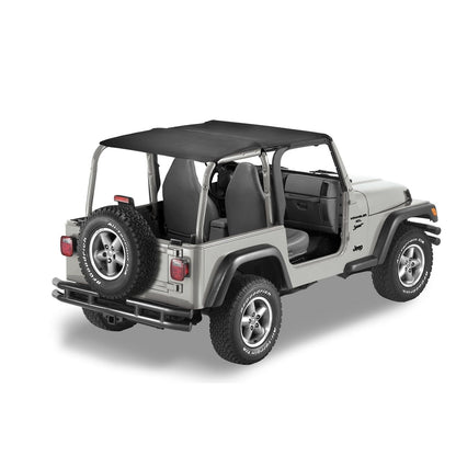 BESTOP | Jeep Bikini Top Header Safari Bikini Tops For Jeep 2003-2006 Wrangler TJ Black Diamond Fabric Bestop | 52532-35 on Jeep