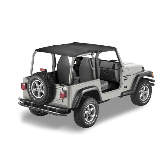BESTOP | Jeep Bikini Top Header Safari Bikini Tops For Jeep 2003-2006 Wrangler TJ Black Diamond Fabric Bestop | 52532-35 on Jeep