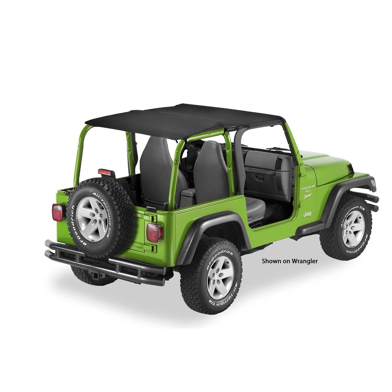 BESTOP | Jeep Bikini Top Header Safari Bikini Tops For Jeep 2004-2006 Wrangler TJ Black Diamond Fabric Bestop | 52544-35 on Wrangler