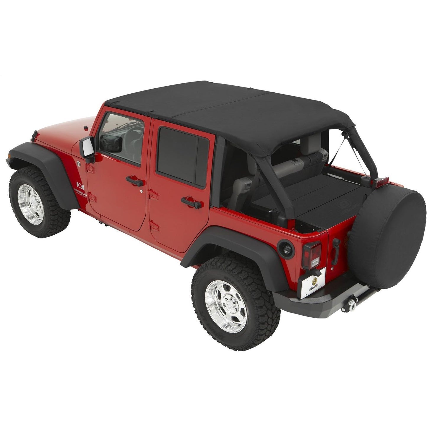 BESTOP | Jeep Bikini Top Header Safari Bikini Tops For Jeep 2007-2009 Wrangler JK 4 Door Black Diamond Fabric Bestop | 52581-35