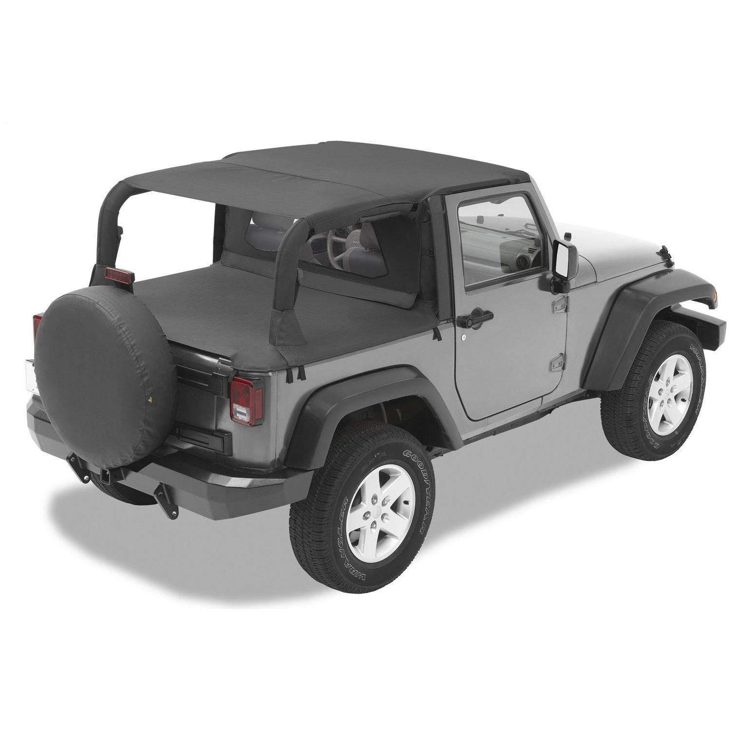 BESTOP | Jeep Bikini Top Header Safari Bikini Tops For Jeep 2007-2009 Wrangler JK 2 Door Black Diamond Fabric Bestop | 52585-35