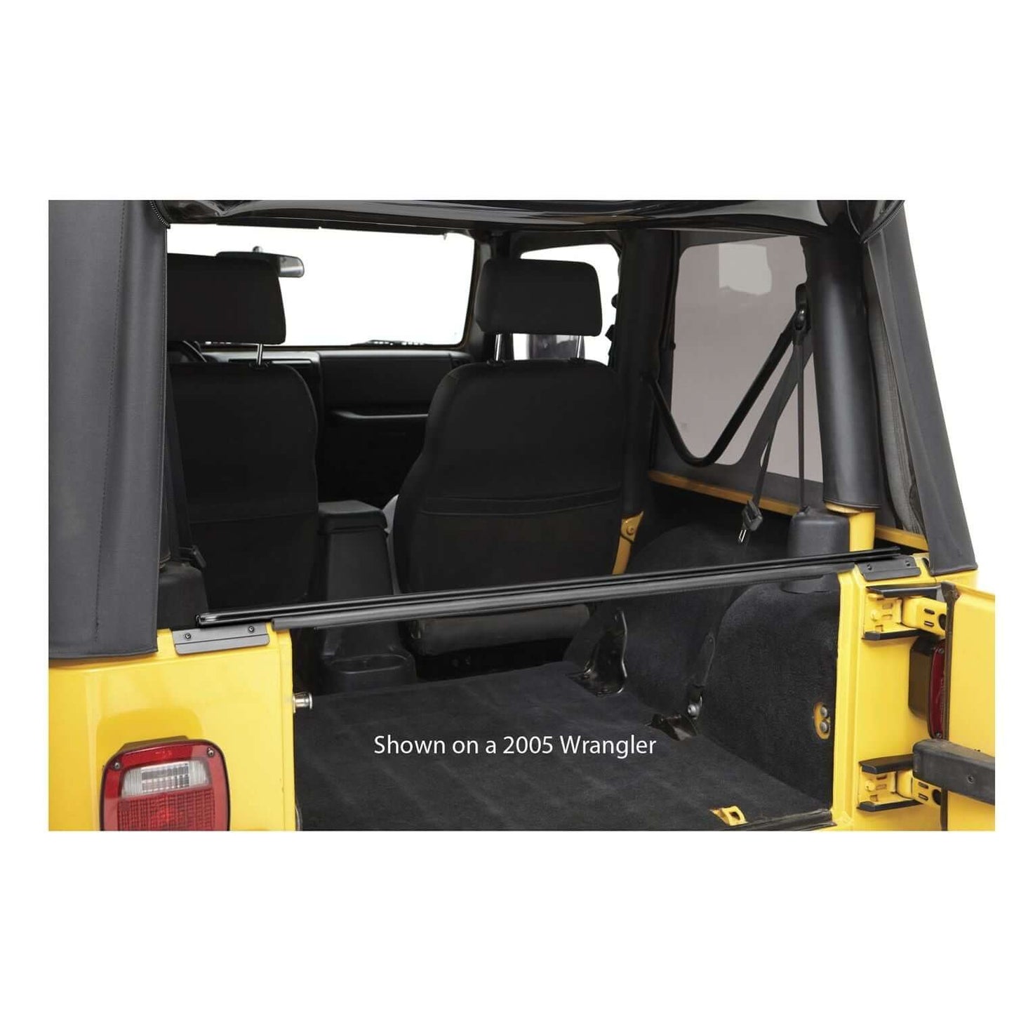 BESTOP | Jeep Tailgate Bar For Jeep 2007-2018 Wrangler JK OEM Tops Black Bestop | 52601-01 installed in a 2005 Wrangler.