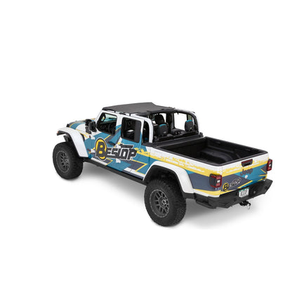 BESTOP | Header Targa Bikini '20-26 Gladiator '18-26 Wrangler JL Black Diamond Bestop | 52606-35 on a Jeep Gladiator