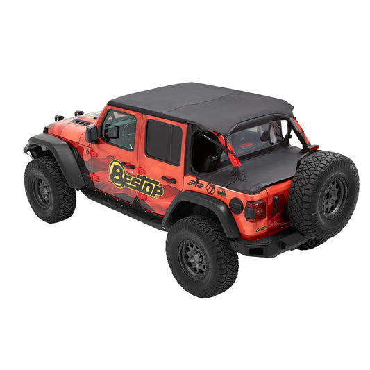 BESTOP | Header Safari Cable Style Bikini Jeep '18-26 Wrangler JL 4-Door Black Diamond Bestop | 52613-35 on a Jeep