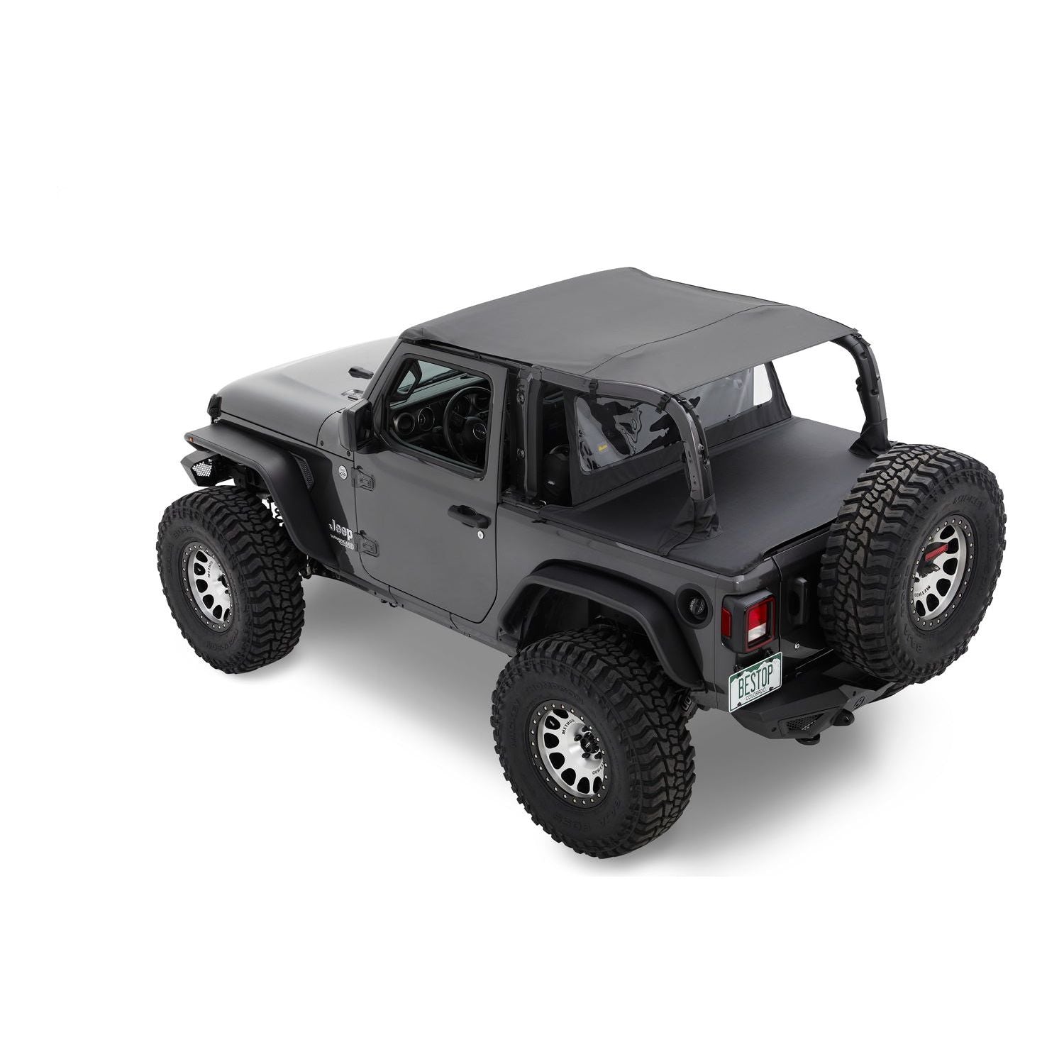 BESTOP | Jeep Bikini Top Header Safari Bikini Tops For Jeep 2018-2023 Wrangler JL 2 Door Black Diamond Fabric Bestop | 52609-35 on Jeep
