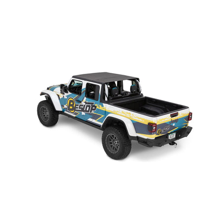 BESTOP | Jeep Gladiator Bikini Top Header Safari Cable Style Bikini Tops For Jeep 2020-2023 Gladiator Black Diamond Bestop | 52615-35