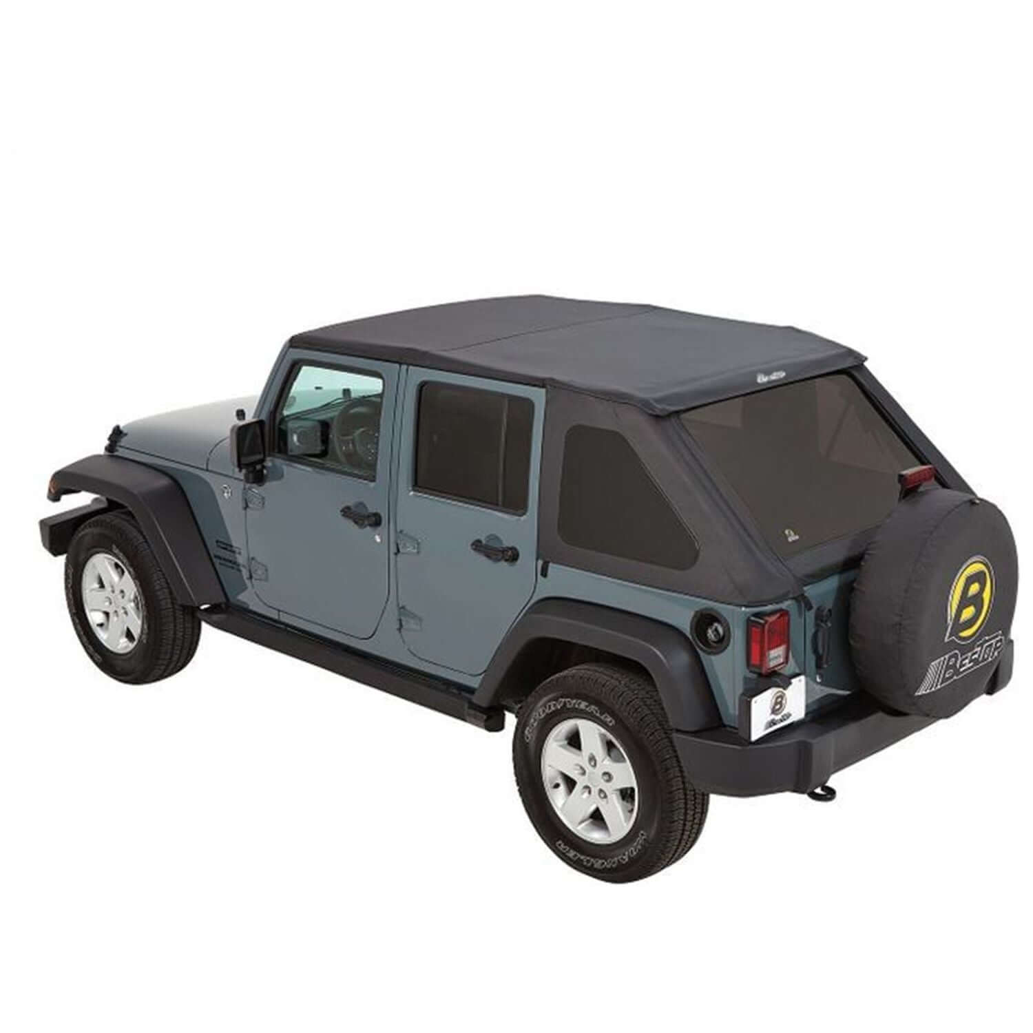 BESTOP | Replace-A-Top for Trektop Hardware For Jeep 2007-2018 Wrangler JK 4 Door Tinted Black Diamond Fabric Bestop | 52823-35