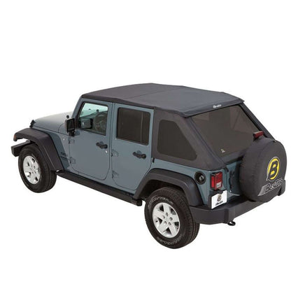 BESTOP | Replace-A-Top for Trektop Hardware For Jeep 2007-2018 Wrangler JK 4 Door Tinted Black Diamond Fabric Bestop | 52823-35