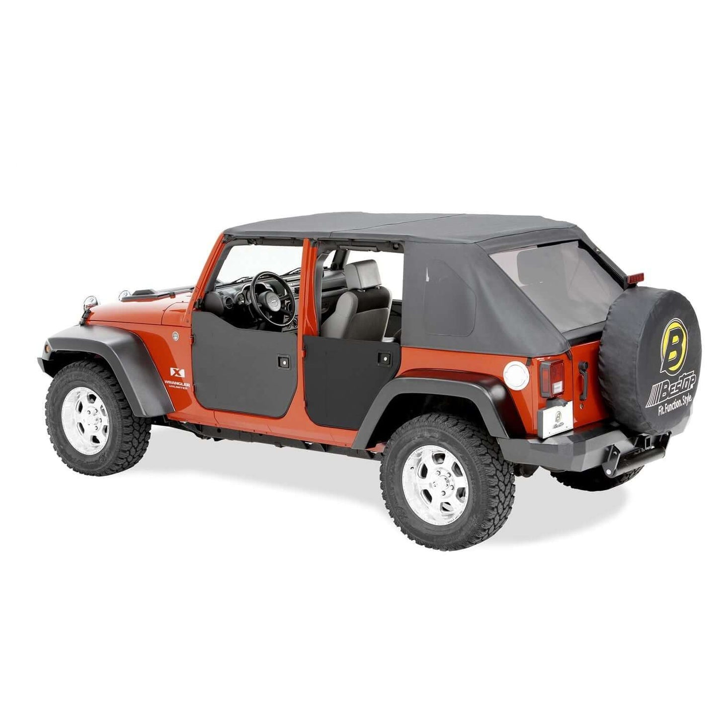 BESTOP | Lower Fabric Half Doors For Jeep 2007-2018 Wrangler JK 4 Door Black Diamond Bestop | 53041-35 installed on a Jeep.